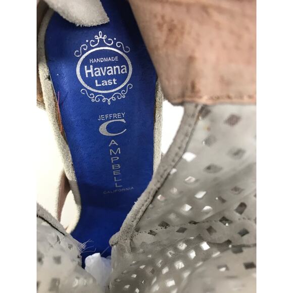 Jeffrey Campbell Brighton Gray Suede Cut Out Chunky Heel Boots Womens 9 - Picture 10 of 10